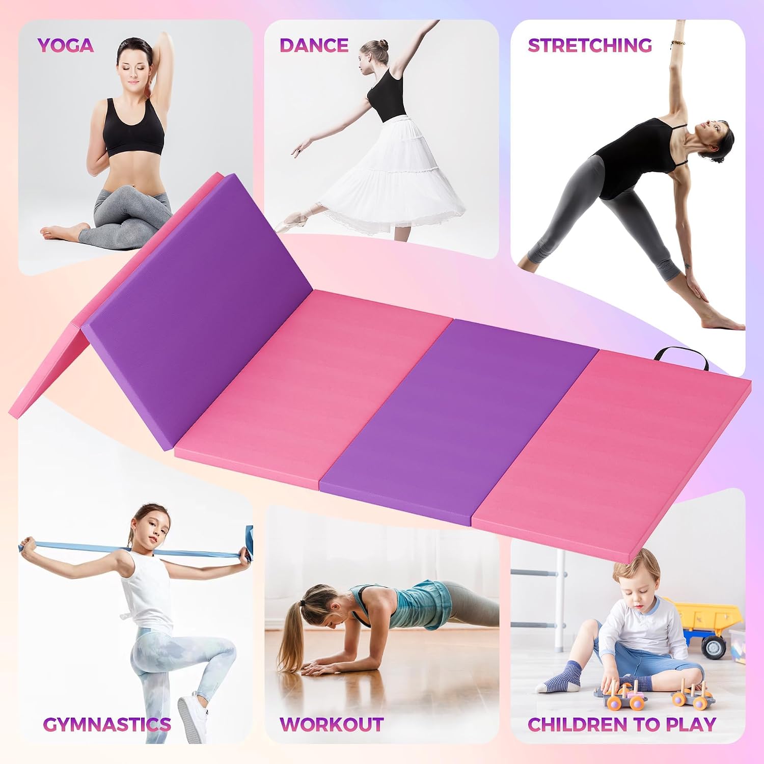 Home Gym Floor - Matras Yoga Lipat, Matras Senam 5-Lipat,