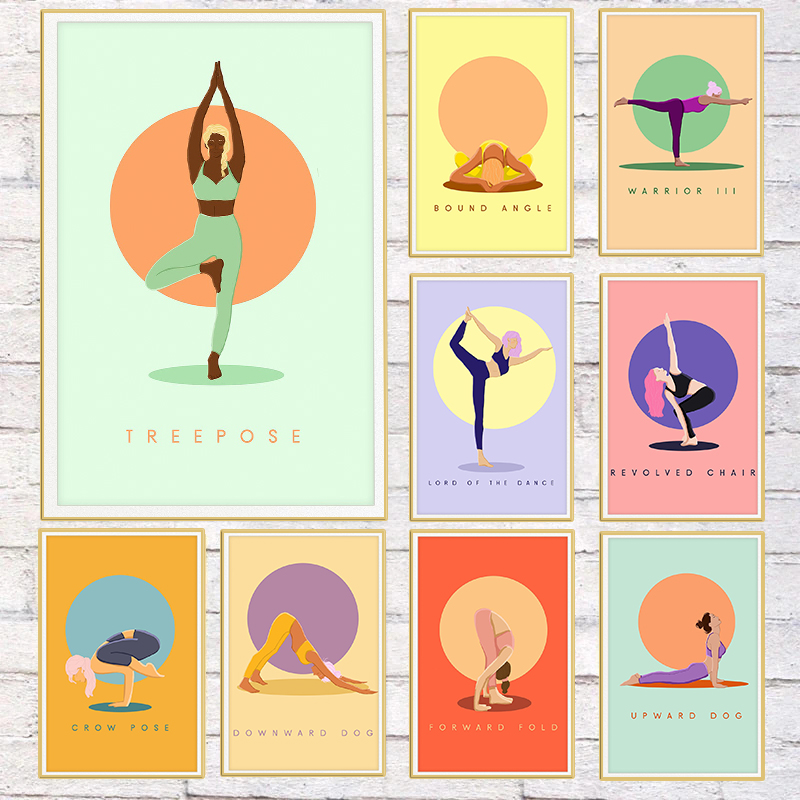 Poster Pose Yoga Abstrak Moder - Home Gym Yoga Room ulasan dan harga