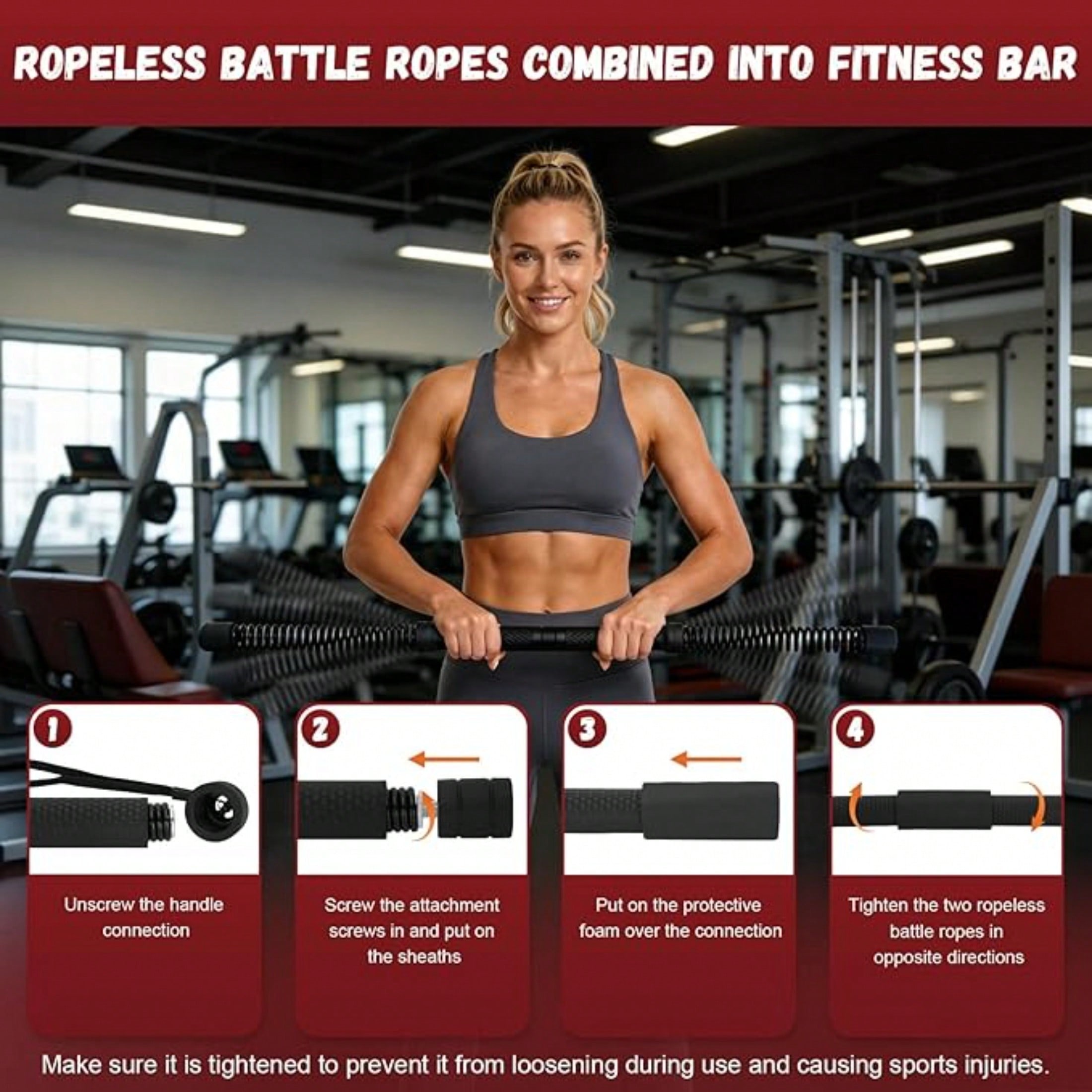 2-in-1 Cordless Battle Rope Po - Home Gym Resistance ulasan dan harga